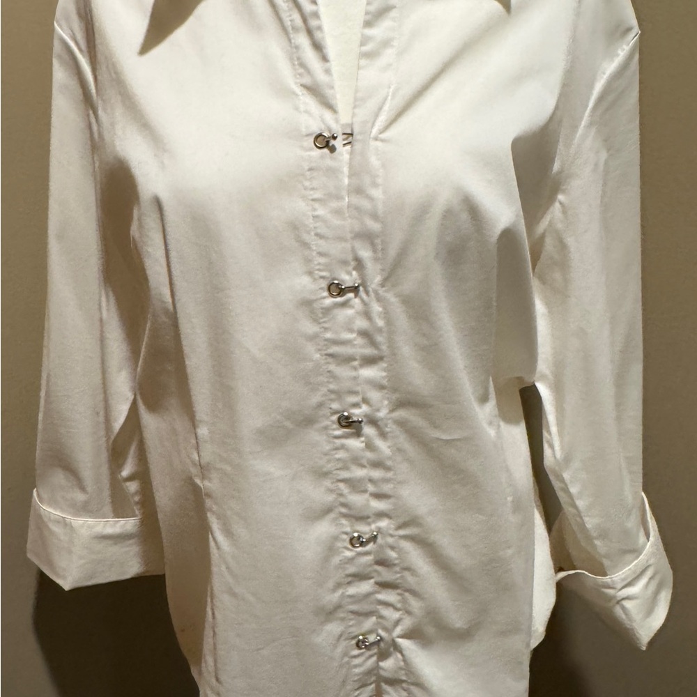 Dress Barn White Button-Up Blouse